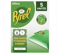 PYREL PIÈGE CAFARDS ET POISSONS D'ARGENT - SANS INSECTICIDES - Jusqu'à 2 Mois de Protection - 5 Pièges