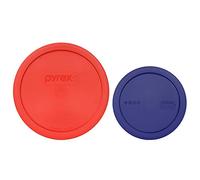 Pyrex (1) 323-PC Rouge 1,5 qt (1) 322-PC Bol mélangeur couvercle en plastique bleu, fabriqué aux États-Unis