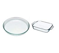 Pyrex 1040902 Bake & Enjoy Moule à Tarte en verre Ø 28 cm & Irresistible - Plat à Four Rectangulaire en Verre, 27 x 17 cm