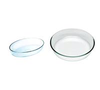 Pyrex 1041030 Essentials Plat à Four Ovale en Verre - 39x27x6 cm & Bake & Enjoy - Moule à Manqué en Verre Ø 26 cm