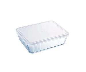 Pyrex 1041513 Cook&freeze Plat Rectangulaire Avec Couvercle 24 x 19 x 8 cm | Blanc, format rectangulaire, couvercle à pression avec joint en silicone, passe au micro-ondes, au four et au congélateur