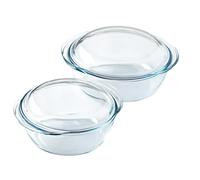 Pyrex 4 In 1 - Lot de 2 Cocottes - 1.6L et 2.3L - Verre Borosilicate - Cuisson Vapeur - Compatible micro-ondes, lave-vaisselle - Made in France