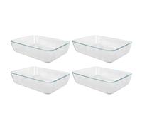 Pyrex 7210 Lot de 4 récipients rectangulaires en verre transparent 3 tasses | Compact, petit, rectangulaire, récipients de conservation des aliments, préparation des repas, micro-ondes, lave-vaisselle