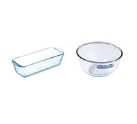 Pyrex - Bake & Enjoy - Moule à Cake en Verre Ecru 28 x 12 x 8 cm & Bol en verre 3 L, Blanc