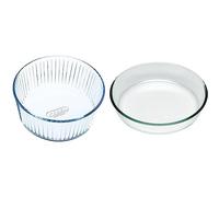 Pyrex - Bake & Enjoy - Moule à Soufflé en Verre Ø 21 cm & Bake & Enjoy - Moule à Manqué en verre Multicolore Ø 26 cm