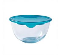 PYREX Bol 2 l avec couvercle en verre borosilicate résistant aux taches, Transparent, Vert