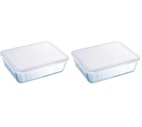 Pyrex - Cook & freeze - Plat Rectangulaire avec Couvercle Multicolore 27x22 cm (Lot de 2)
