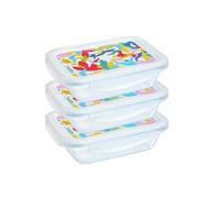 PYREX Cook & Go - Lot de 3 Lunchbox même capacité (3 x 0,8L - rectangle couvercle multicolore)