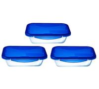 Lot de 3 Lunch Box - PYREX - Cook & Go - Verre - Rectangulaire - Couvercle hermétique - 0,8 L