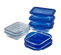 PYREX Cook & Go - Lot de 5 LunchBox Rectangulaires - 0,8L - Verre Borosilicate - Compatible four, micro-ondes et lave-vaisselle - Made in France