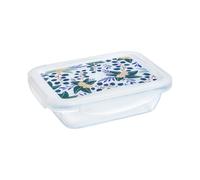 PYREX Cook & Go - LunchBox Rectangulaires Couvercle hermétique coloré - 0,8L - Verre Borosilicate - Compatible four, micro-ondes et lave-vaisselle - Made in France (Floral)