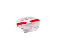 Pyrex - Cook&Heat - Plat Carré en Verre avec Couvercle Hermétique Spécial Micro-Ondes - Boîte de Conservation - Cuisinez au Four, Conservez et Réchauffez, Transparent