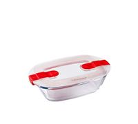 Pyrex - Cook & Heat - Plat Rectangulaire en Verre avec Couvercle Hermétique Spécial Micro-Ondes - Boîte de Conservation - Cuisinez au Four, Conservez et Réchauffez