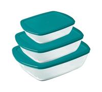 Lot de 3 plats avec couvercle - PYREX - Cook & Store - Verre - Rectangulaire - 0,4/1,1/2,5 L