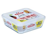Pyrex échelle de cuisson et de congélation carré - couvercle inclus - verre borosilicaté - 20x20 cm - transparent