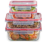 Pyrex Freshlock Récipients de conservation rectangulaires pour aliments, lot de 8 pièces - Résiste aux taches, aux odeurs et aux saveurs - Couvercles verrouillables pour un rangement sûr