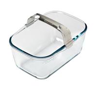 PYREX, ideal Air Fryer, Plat de Cuisson en Verre Ultra-Résistant 20 x 14 cm avec Poignée Amovible Clipsable en Inox, pour Air Fryer à Double Tiroir, 1.5 L
