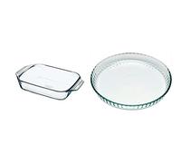 Pyrex - Irresistible - Plat à Four Rectangulaire en Verre, 27 x 17 cm & 1040901 Bake & Enjoy Moule à Tarte en verre Ø 25 cm