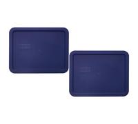 PYREX Lot de 2 couvercles rectangulaires en plastique pour 6 tasses Bleu