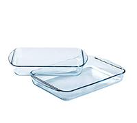 Pyrex - Lot de 2 plats à lasagnes et gratins rectangulaires - 2 Tailles - Verre Borosilicate - Extrême Résistance - Made in France
