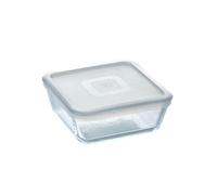Pyrex Lot de 2 plats carrés classiques en verre avec couvercle en plastique pour micro-ondes Blanc 2 l