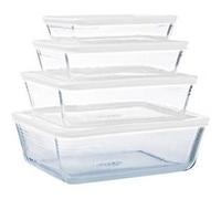 Pyrex, lot de 4 plats de conservation en verre rectangulaires cook & freeze G