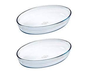 Pyrex O'Cuisine Kitchen Lot de 2 plats à rôtir ovales en verre Transparent 30 x 21 cm 2 l