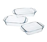 Pyrex Optim - Set de 3 Plats rectangulaires, Couleur Transparent