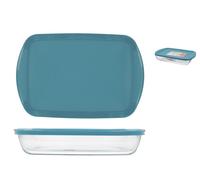 Pyrex Plaque rectangulaire en verre avec couvercle en verre 40x27 cm