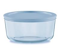 Pyrex Récipient de conservation alimentaire rond sculpté teinté (4 tasses), ajustement parfait, en plastique non toxique, sans BPA, passe au congélateur, au lave-vaisselle, au micro-ondes