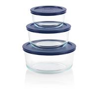 Pyrex Simply Store Lot de 3 grands récipients ronds en verre (2, 4 et 7 tasses) avec couvercles sans BPA, passent au lave-vaisselle, au micro-ondes et au congélateur