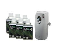 PYRNAT Diffuseur Automatique Programmable + 6 Recharges Insecticide Pyrèthre 250 ml - Anti Mouches, Moustiques, Moucherons, Mites, Puces - Insectes Volants et Rampants - SBA096