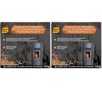 Pyro Feu - Granulés de Ramonage - 1,5kg - Entretien des Poêles, Inserts et Chaudières à Pellets - Destruction par Catalyse - pour Un Tirage et Un Rendement Optimaux (Lot de 2)