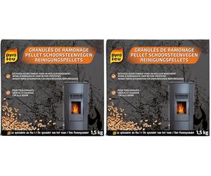 Pyro Feu - Granulés de Ramonage - 1,5kg - Entretien des Poêles, Inserts et Chaudières à Pellets - Destruction par Catalyse - pour Un Tirage et Un Rendement Optimaux (Lot de 2)