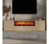 Pyro meuble tv avec cheminée led 180cm aspect bois