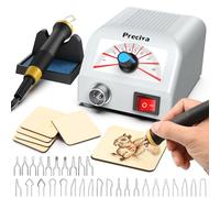 Pyrograveur sur Bois, Preciva Kit de Pyrograveur, Graveur Bois 25 Watts avec 30 Pointes, Température Réglable 200℃ - 800 ℃ Pirogravure pour Adulte Bois Convient pour Le Bois Cuir