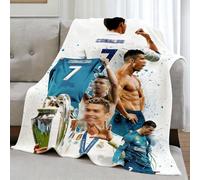 PyrrlicToy Couverture de Star de Football,CR-7 Flanelle Couverture de Sieste,Couvertures de Couvertures Imprimée de Star de Football pour Les Garçons CR-7 Fans,Maison Chaude de Camping (130×100cm)
