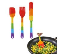 PYRUVAE 3 Pièces Kit D’Ustensiles De Cuisine Et Pâtisserie Pour Enfants Spatule Maryse Pinceau En Silicone Multicolore Idéal Pour La Cuisine En Famille Enfants Cuisine(Couleurs Arc-En-Ciel)
