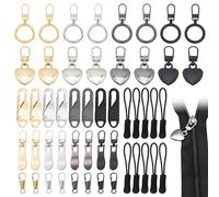 PYSEOSISE Tirette Fermeture Eclair Remplacement, 50 Pièces Métal Zipper Pull Amovible, Kit de Tirettes de Réparation Fermeture Eclair pour Vêtements Sac à Dos Valise Vestes Jeans