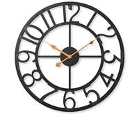Pytha Sight Horloge Murale 40 cm, Grande Horloge Noire en Métal, Design Moderne avec Chiffres Arabe, Mouvement Silencieux, pour Cuisine, Chambre, Bureau, Cheminée et Décoration Intérieure