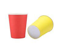 Pyugxab Lot de 40 gobelets en carton (255 ml) - Couleurs unies - Pour anniversaire - restauration (rouge et jaune)