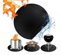 Pyuyan 24" Tapis Rond Anti-Feu, Tapis Résistant au Feu, Rond sous-Couche Ignifugée, Tapis de Barbecue Résistant Chaleur, pour Herbe, Sol, BBQ, Pont, Camping, Jardin, Cheminée