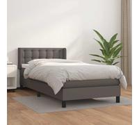 Pyvara Lit à sommier tapissier avec matelas - 100 x 200 cm - Gris - En cuir synthétique - Avec tête de lit réglable et matelas à ressorts ensachés - Pour chambre à coucher - Confort et stabilité