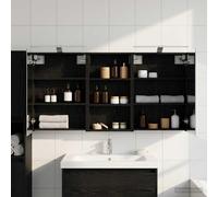 Pyvara Lot de 3 armoires de salle de bain en bois - 140 x 14,5 x 70 cm - Montage mural avec bande lumineuse LED - Miroir bidirectionnel - Espace de rangement et étagère pour salle de bain
