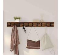 Pyvara Table de chevet murale en bois de chêne fumé, 100 x 10,5 x 10,5 cm, peu encombrant, avec crochet et étagère, multifonctionnelle pour couloir, chambre à coucher, salon