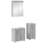 Pyvara Tulum Ensemble de meubles de salle de bain en bois Sonoma gris avec lavabo, miroir, tiroir, étagère, étagère et espace de rangement pour salle de bain, WC d'invités, buanderie, montage mural et