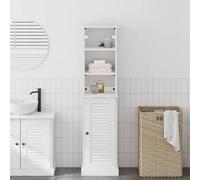 Pyvara VIGO Ensemble de meubles de salle de bain en pin massif blanc et blanc antique avec étagère, 2 pièces, espace de rangement avec armoire et vitrine pour salle de bain, WC d'invités, meuble sous