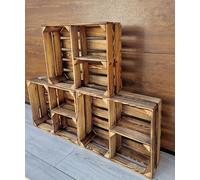 PYXIDAS, Étagère Murale ou à Poser Bois 50x40x15 cm - Caisse Rangement Déco (Effet brûlé cruciforme,3)