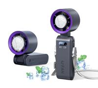 PZCC Mini Portable Fan, Foldable Fan with LED Screen Cooling Function, 1-199 Wind Speeds 5500 mAh Turbo Neck Fans for Outdoor, Camping, Concerts, Offices-Grey (Grey)