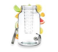 PZL CONCEPT Distributeur Boisson avec Infuseur et Robinet 6 L - Fontaine à Eau et Cocktail - Design Diamant - Bol à Punch - Jarre en Verre pour Limonades - Bonbonne - Bocal - Fêtes et Anniversaires